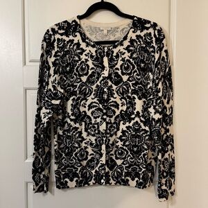 Talbots Black and White Floral Sweatshirt